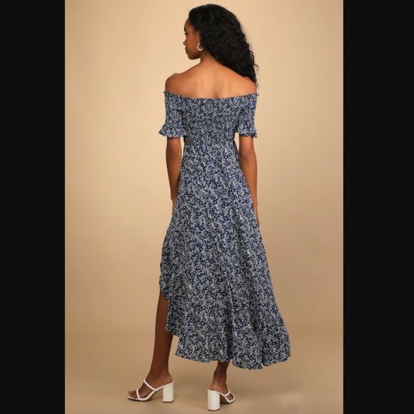 Lulu's Fleur-tation Navy Floral Midi Dress - Picture 2 of 6